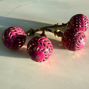 Anthropologie Set of Four Cabinet Hardware Brand New Brass and Bright Pink